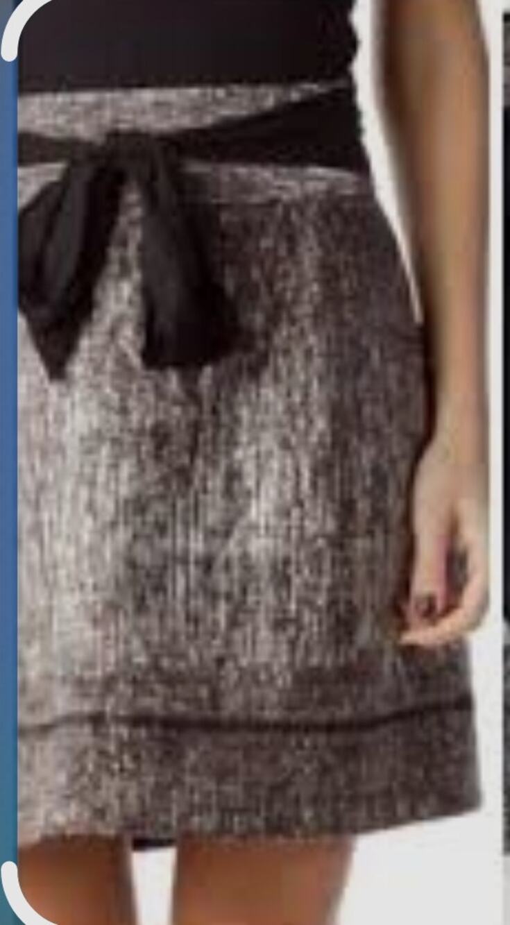 Club Monaco Belt Gray Herringbone Tweed Mini Skirt Academia Parisian Classic L